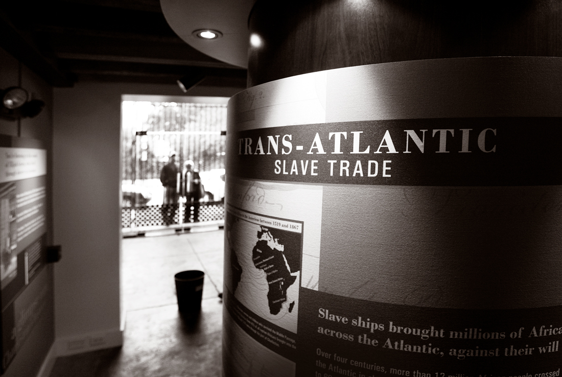 A sign describes the transatlantic slave trade.