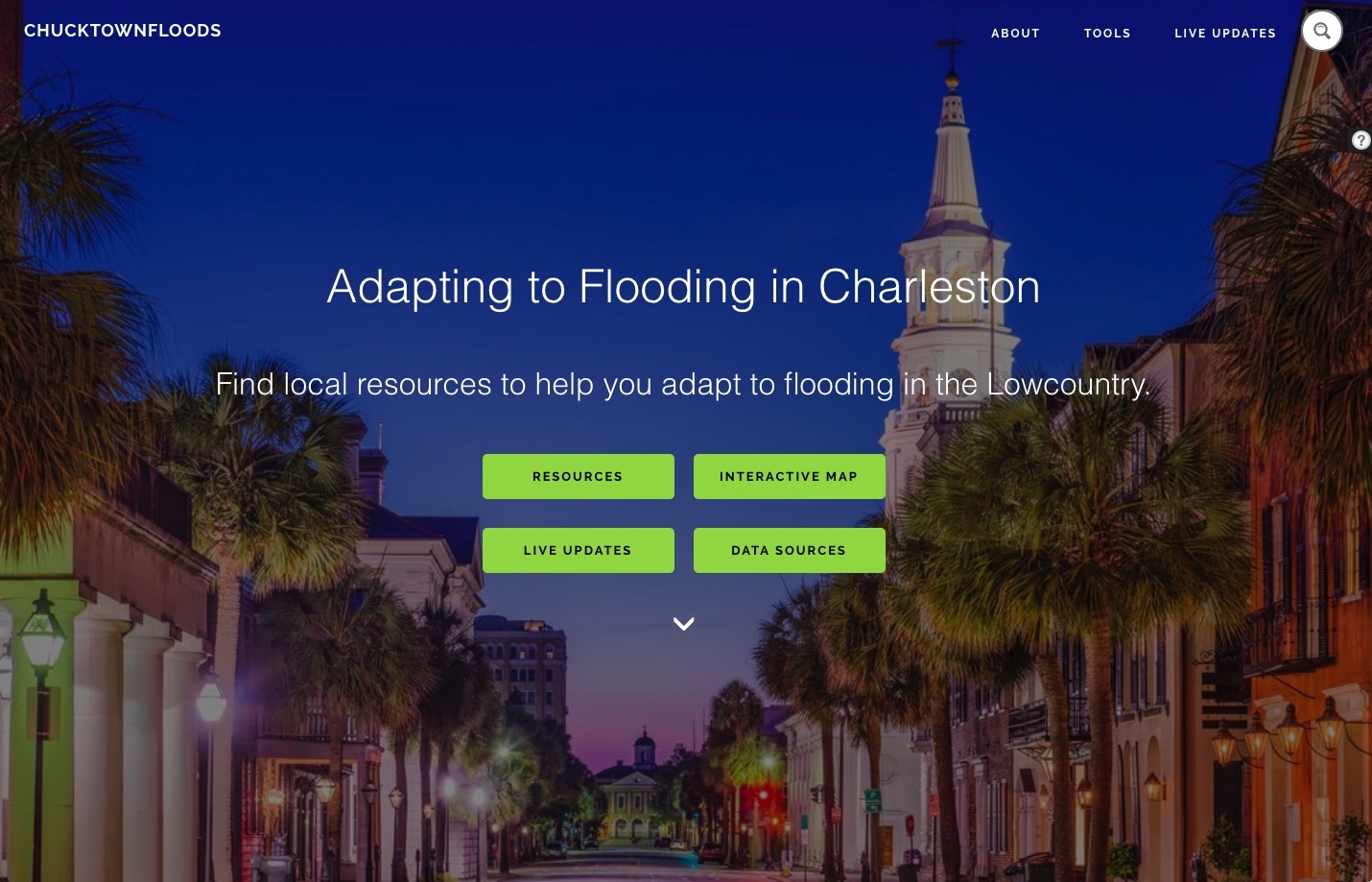 Screenshot of Chucktown Floods website.