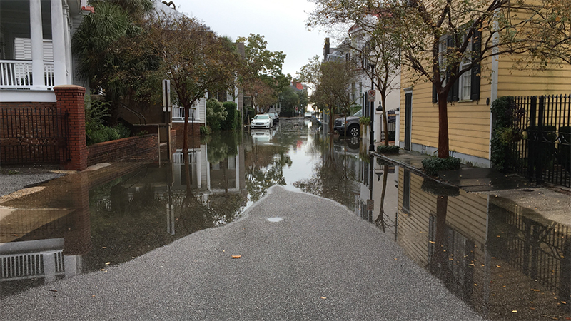 Flooded Charleston street.