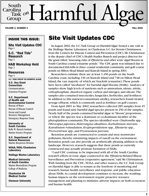 S.C. Task Group on Harmful Algae Newsletter – Fall 2002