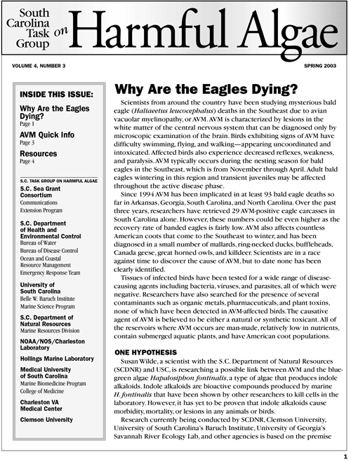 S.C. Task Group on Harmful Algae Newsletter – Spring 2003